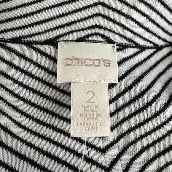 Chico's Esther Blazer Cardigan Sweater Size 2 Striped Black White NWT CJ-2089 - Picture 8 of 10